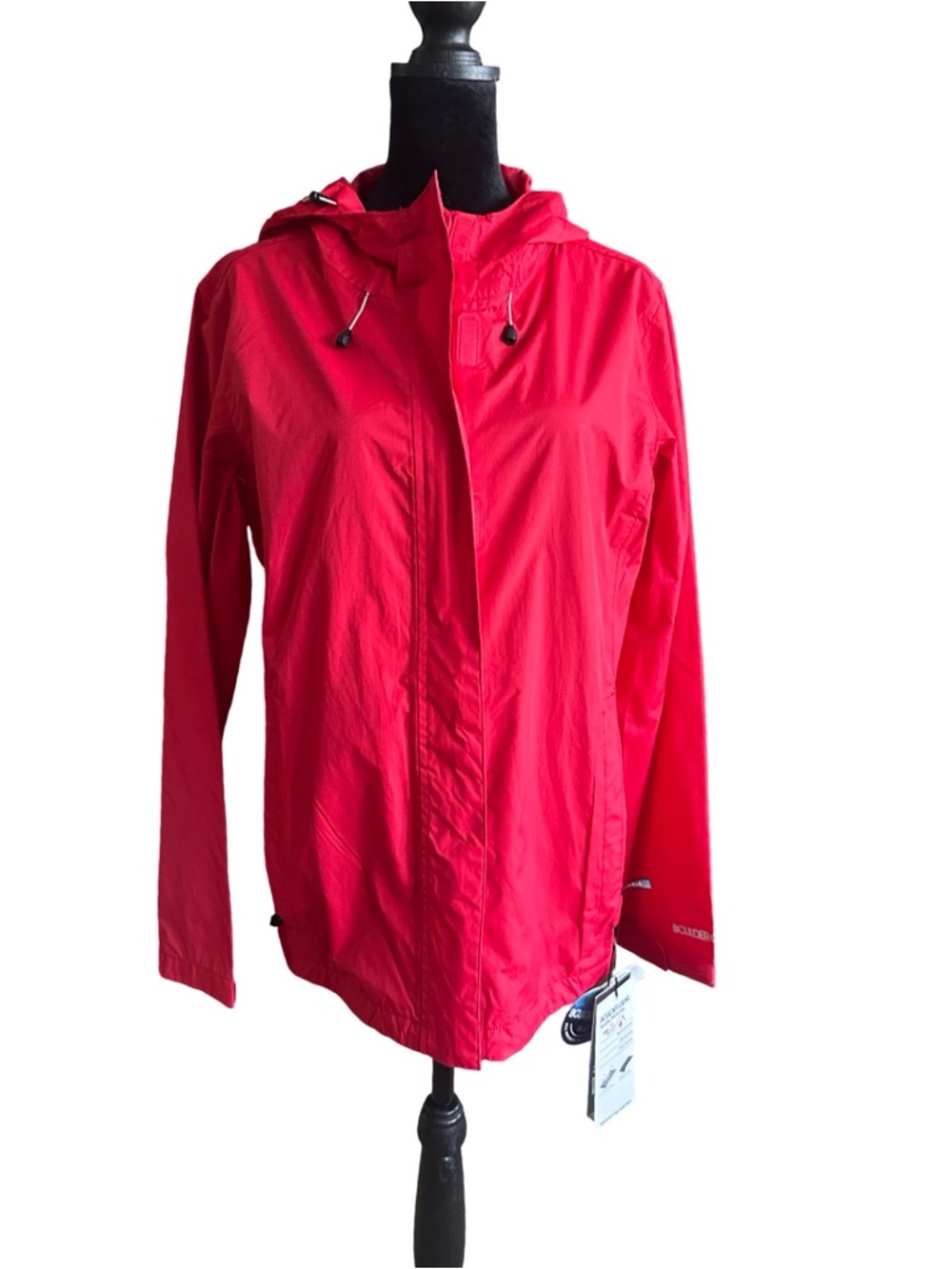 Boulder Creek Women’s Lightweight Hooded Rain Jacket - Red Size Large